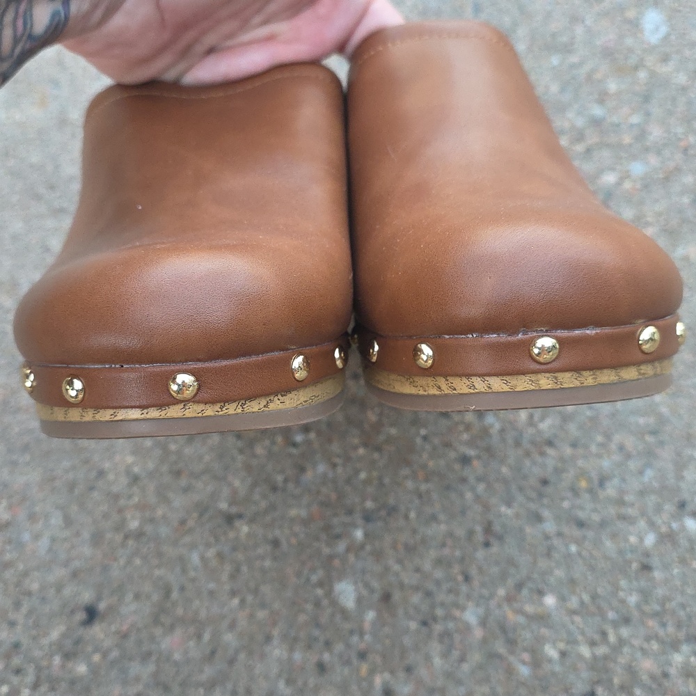 Universal Thread Indra Women's Cognac Clogs Mules With Block Heel Size 8.5 - Picture 6 of 13
